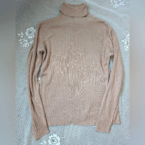 90s Silk Beige Turtleneck Sweater